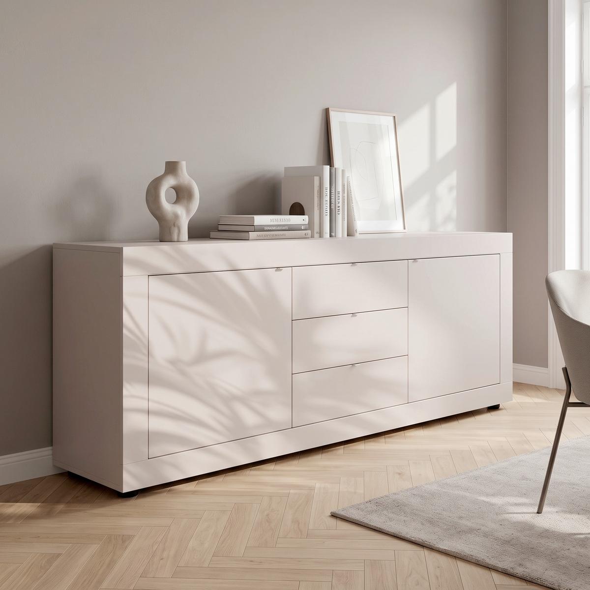 Sideboard Basic Kaschmir B: 210 cm - Kaschmir/Schwarz, Design, Holzwerkstoff (210/86/43cm) - MID.YOU