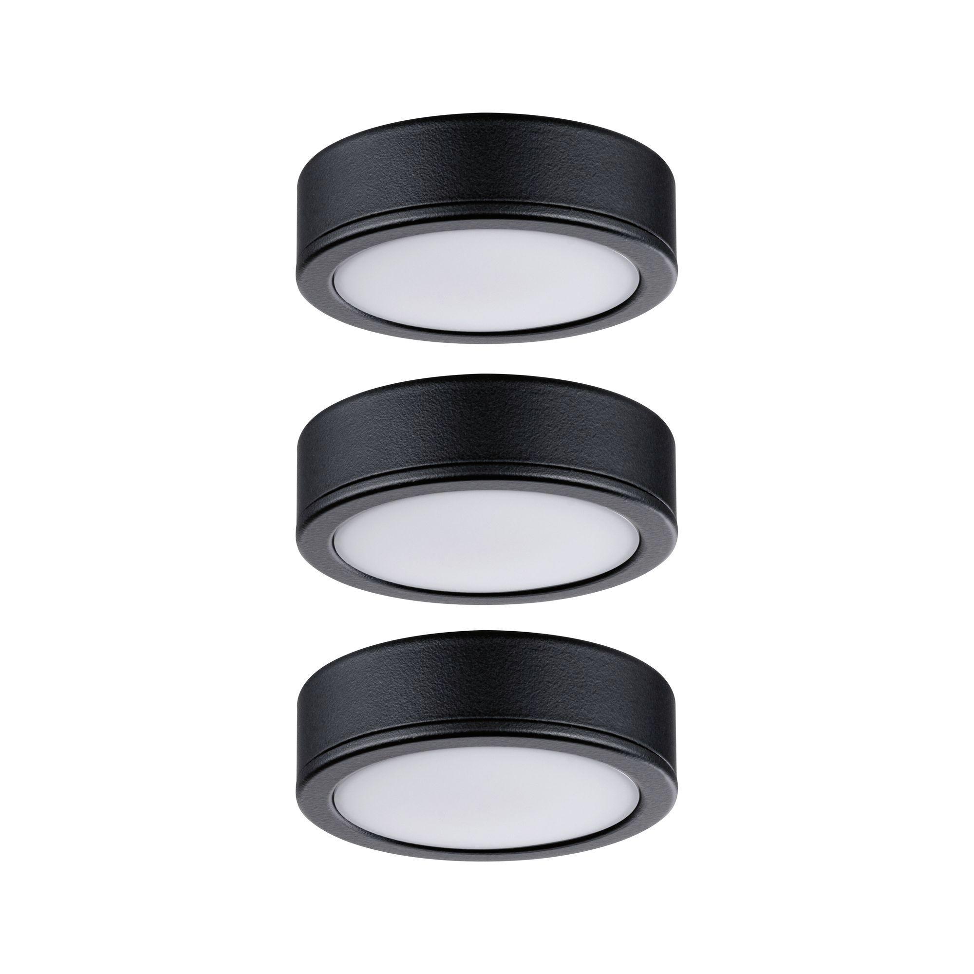 Unterbauleuchte 3x Led 3 W Kunststoff Schwarz Flach - Schwarz, Basics, Kunststoff (6,5/1,7cm) - Paulmann