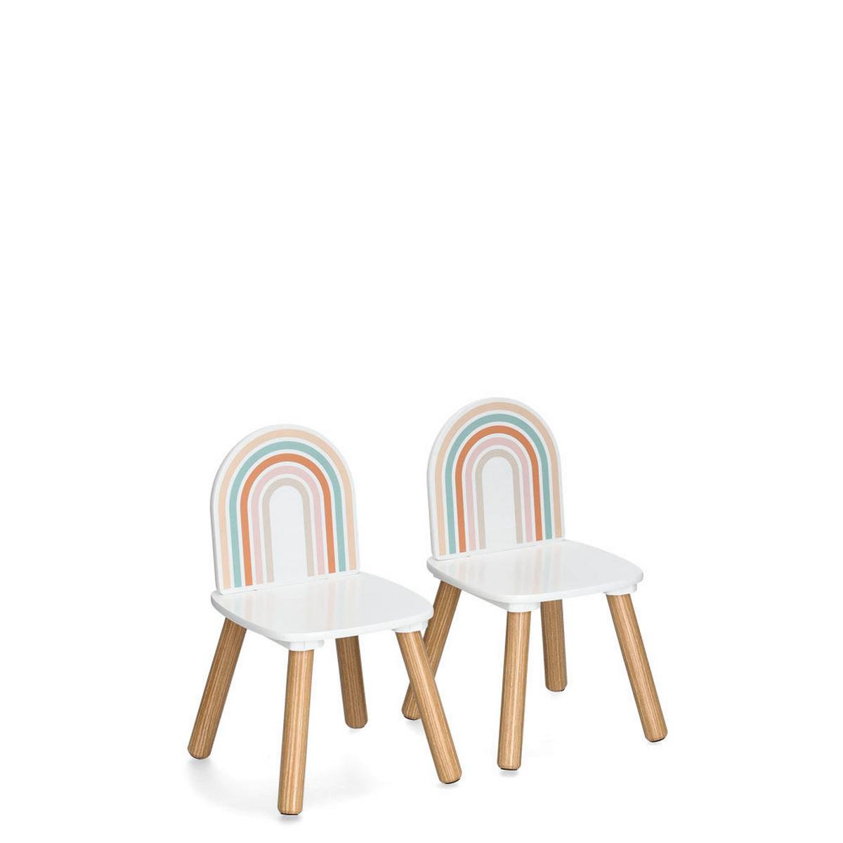 Kindersitzgruppe Rainbow - Weiß/Kieferfarben, Basics, Holz/Holzwerkstoff (55/55/45cm) - Zeller Present