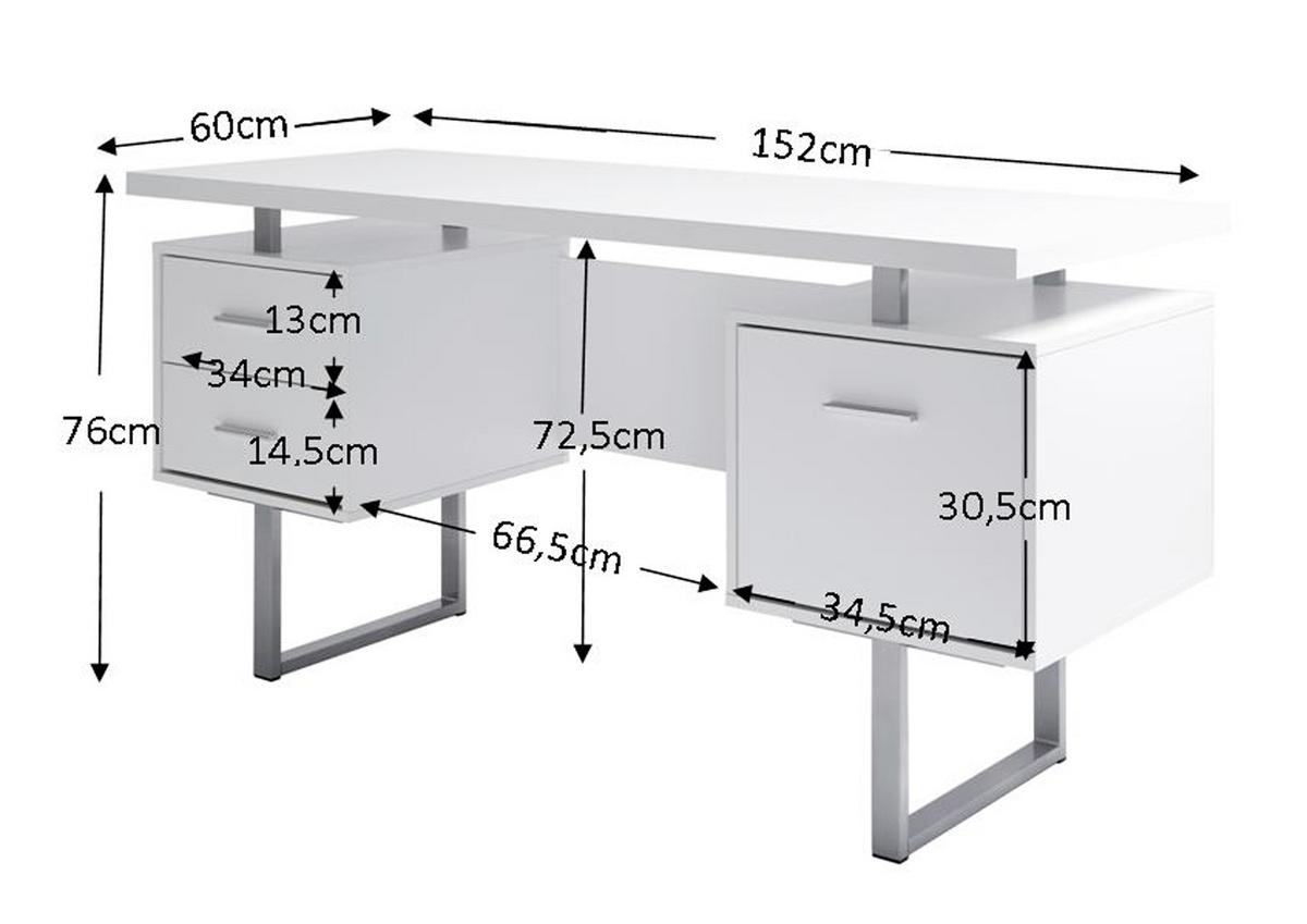 Schreibtisch LxBxH: 152,4x60x76 cm - Eichefarben/Schwarz, Design, Holzwerkstoff/Metall (152,4/60/76cm)