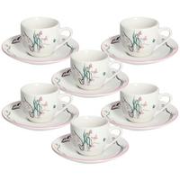 Kaffeeservice Keramik 6 Personen Geschirr Set - Pink/Weiß, Design, Keramik - Tognana