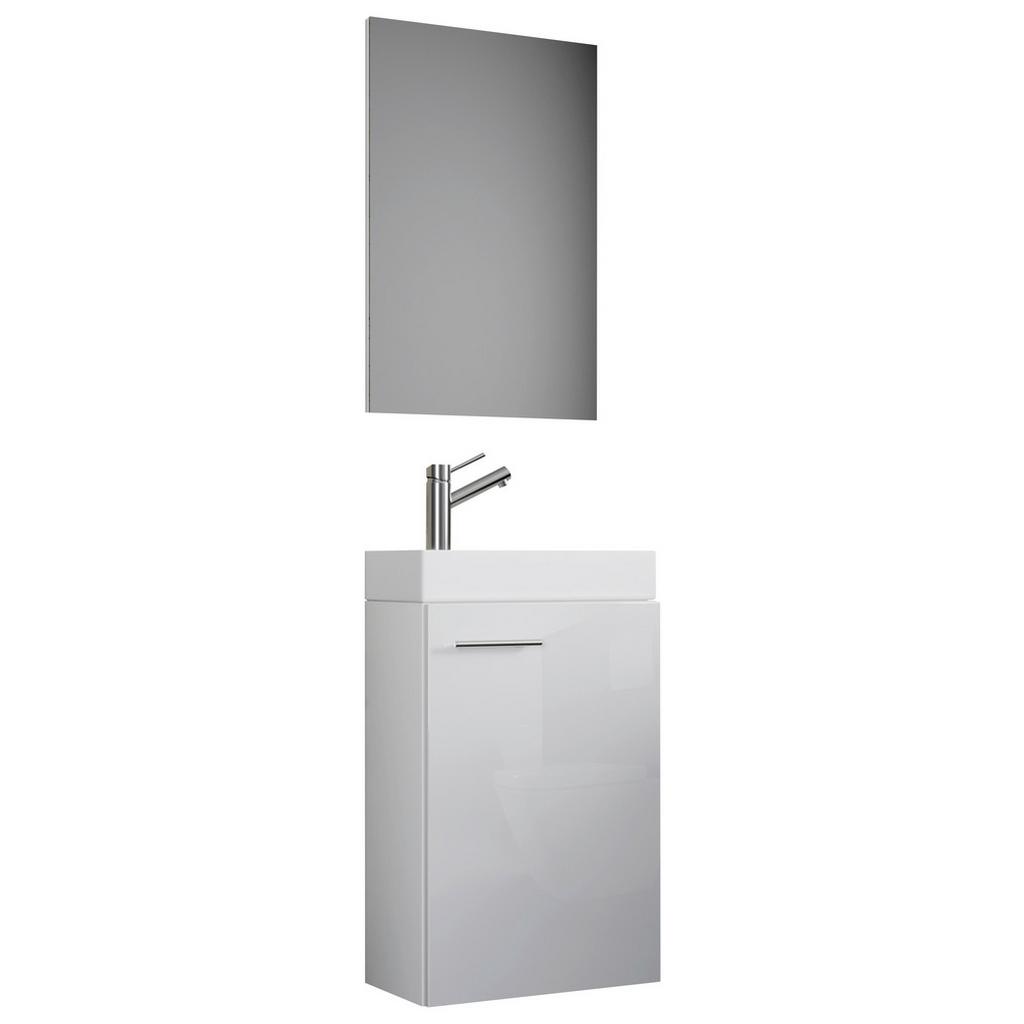 Badmöbel-Set Gäste WC 3--Teilig. Slito B: 41 cm Weiß