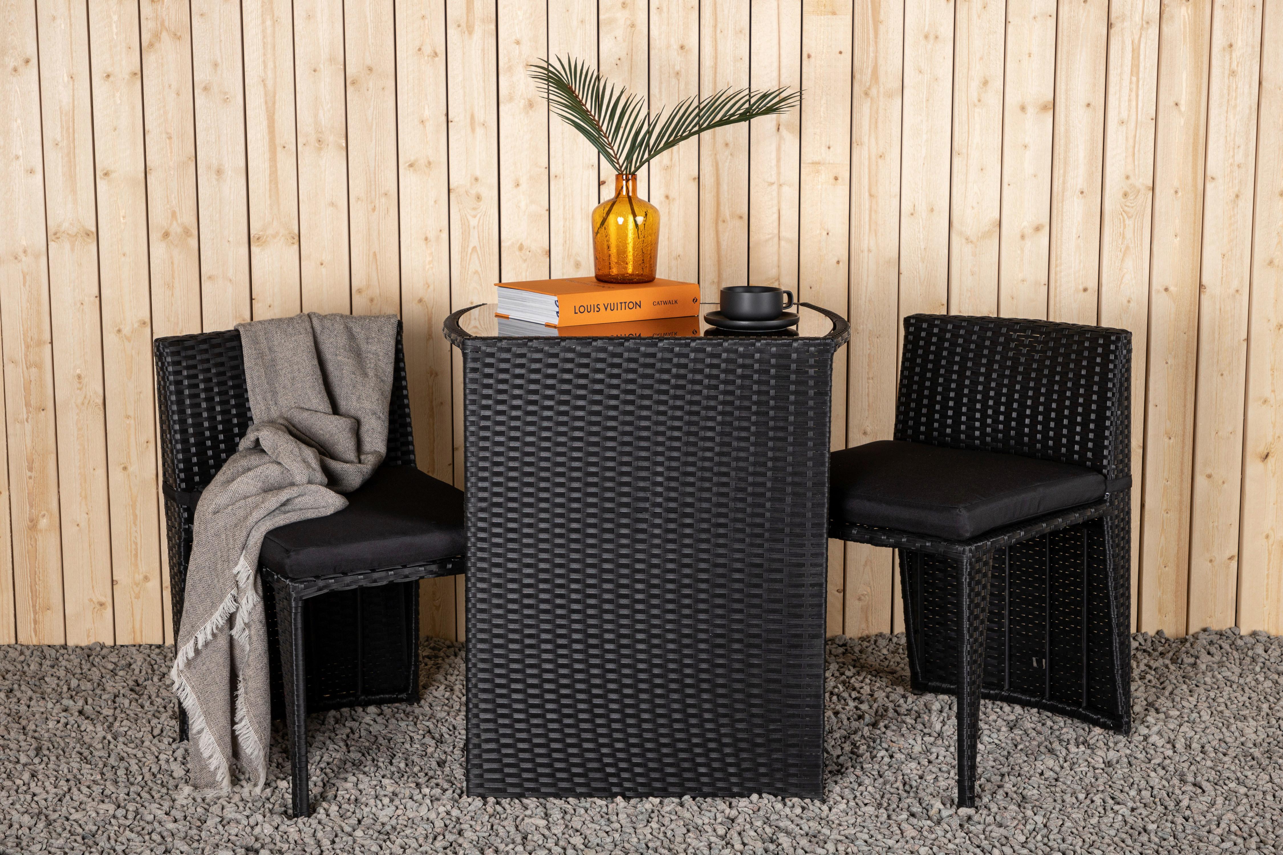 Balkonmöbel Set Savanna Metall/Kunststoff mit Kissen - Schwarz/Grau, KONVENTIONELL, Kunststoff/Textil - Gardenson