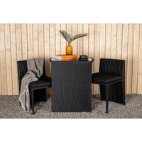 Balkonmöbel Set Savanna Metall/kunststoff Mit Kissen - Schwarz/Grau, KONVENTIONELL, Kunststoff/Textil - Gardenson