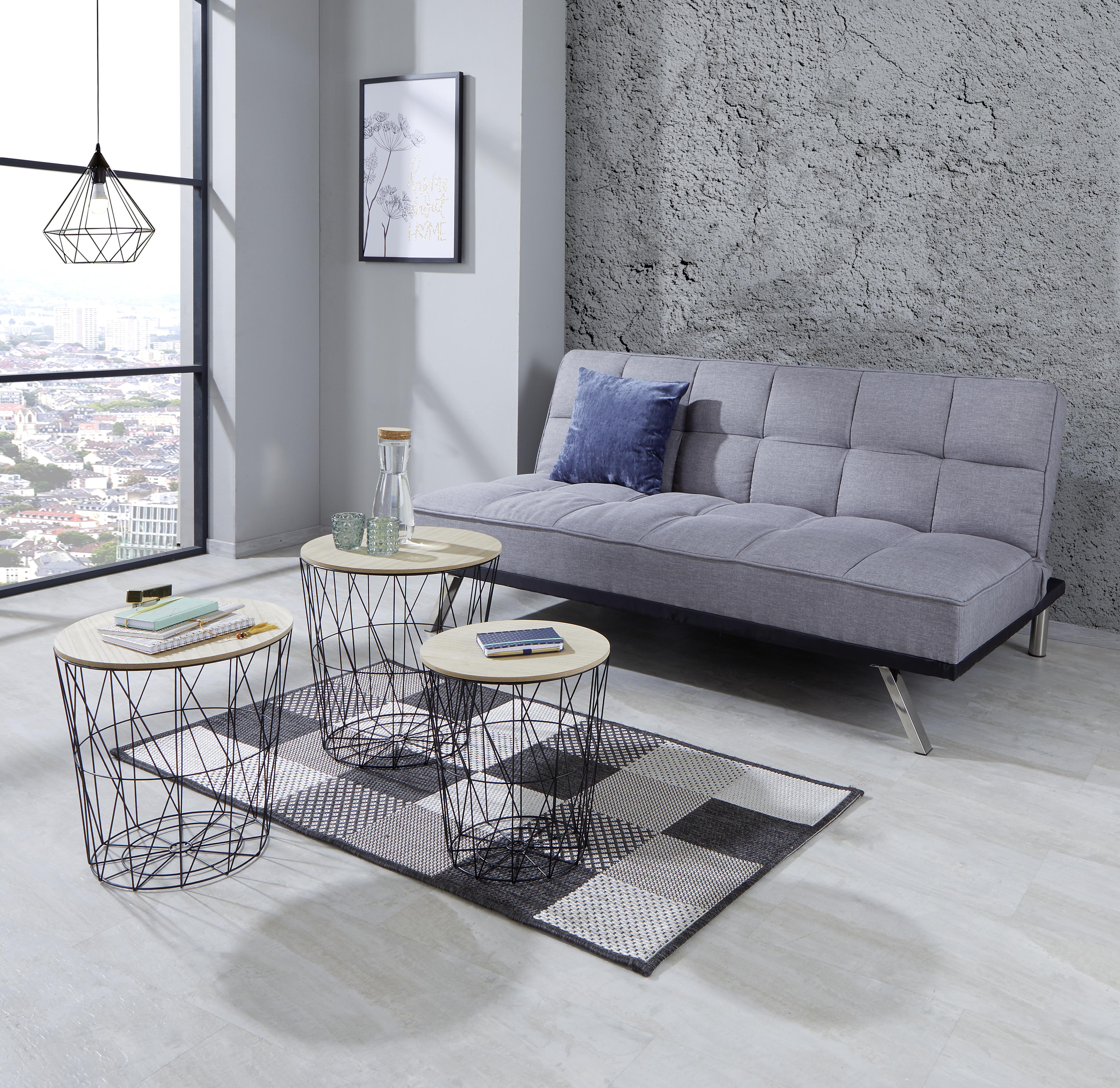 Couchtisch 3er-Set Rund Brooklyn, Naturfarben/Schwarz - Schwarz/Naturfarben, MODERN, Holzwerkstoff/Metall (45/46cm) - MID.YOU