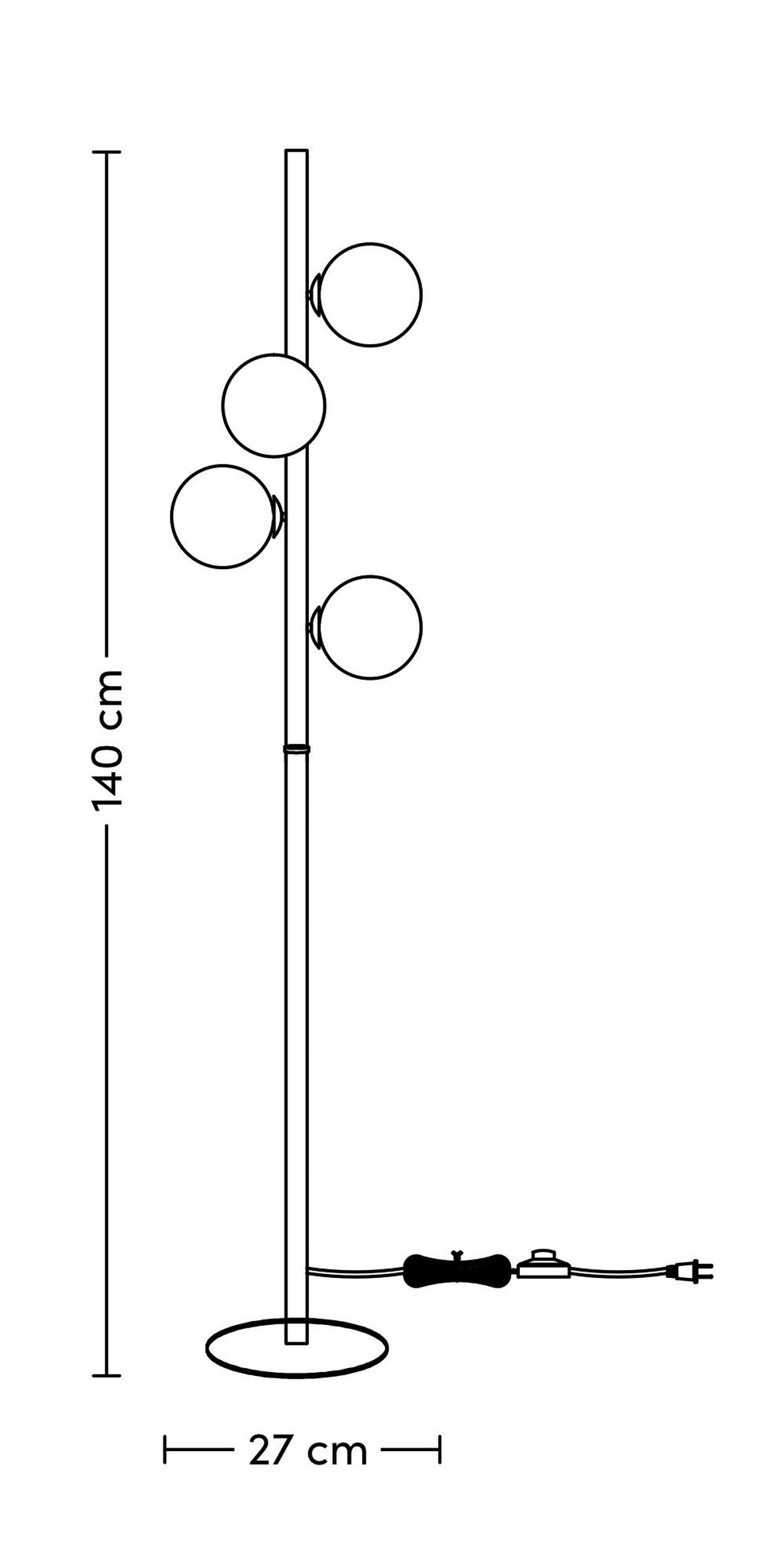 Stojacia lampa LISIB, V:140cm - čierna/chrómová, Romantik / Landhaus, kov/sklo (27/140cm) - Mömax