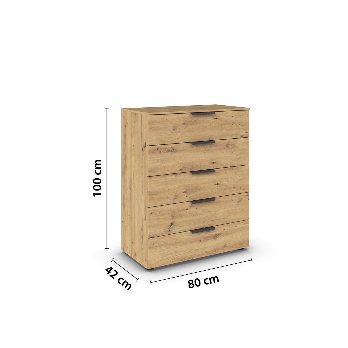 Kommode 80 cm Flipp Eiche/Graphitfarben - Schwarz/Graphitfarben, MODERN, Holzwerkstoff (80/100/42cm) - Rauch Möbel