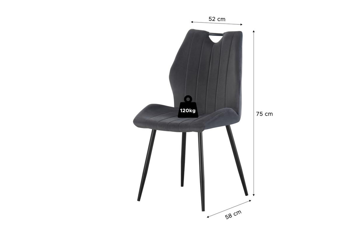 Stuhl-Set Christin Anthrazit B: 52 cm - Anthrazit/Schwarz, MODERN, Textil/Metall (52/75/58cm) - MID.YOU