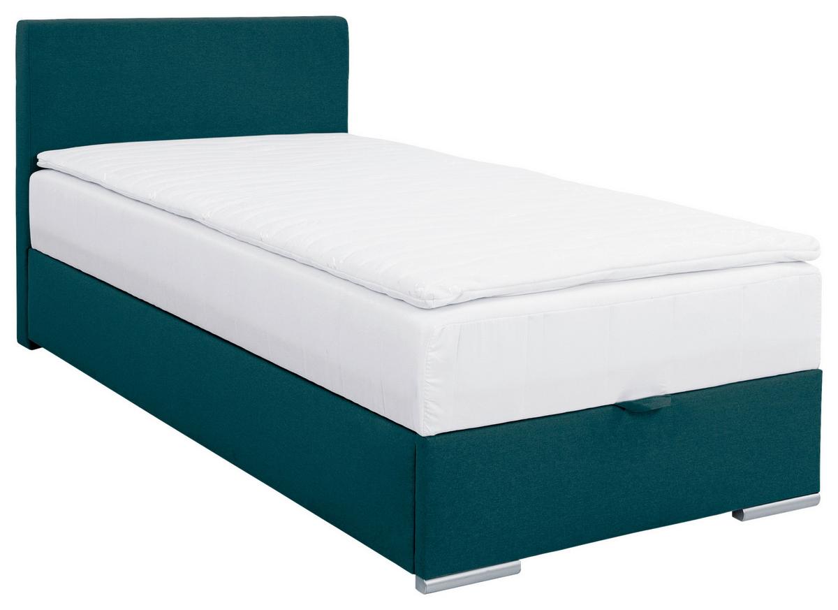 Polsterbett Cosi 100 - Chromfarben/Petrol, KONVENTIONELL, Holz/Textil (100/200cm)