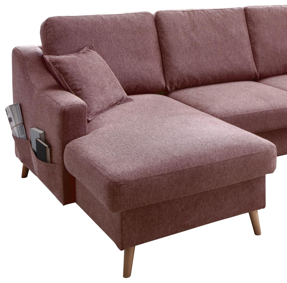 Wohnlandschaft Valentina Mit Schlaffunktion Rosa - Rosa/Naturfarben, KONVENTIONELL, Textil (150/301/200cm) - P & B