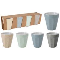 Kaffeebecher Porzellan 250ml 4 Stk. Beige/blau/grün/grau - Blau/Beige, Basics, Keramik (8,5/8,5/9cm)