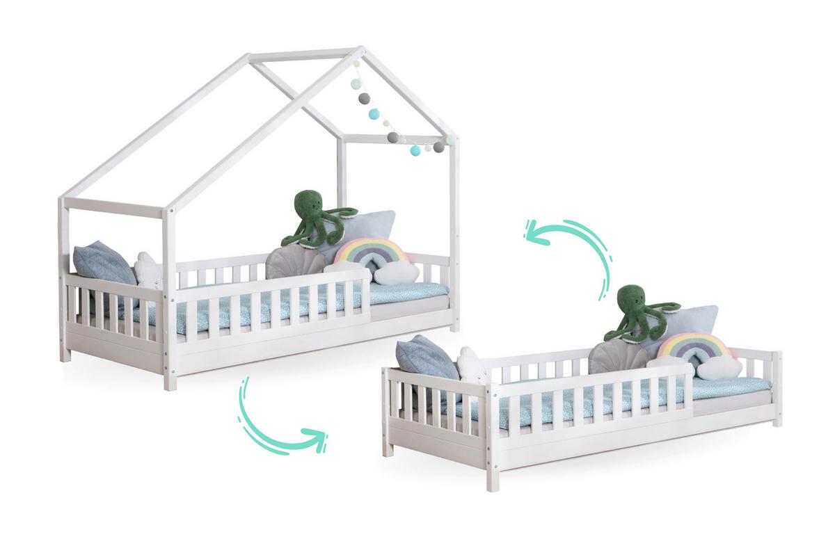 Hausbett Lou Weiß B: 90 Cm - Weiß/Naturfarben, MODERN, Holz (90/200cm) - MID.YOU