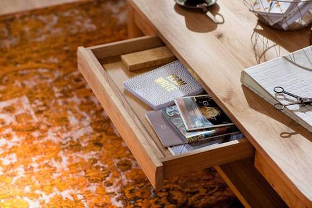 Couchtisch Holz teilmassiv Santori Eichefarben - Eichefarben, Design, Holz/Holzwerkstoff (117/42/65cm) - Livetastic
