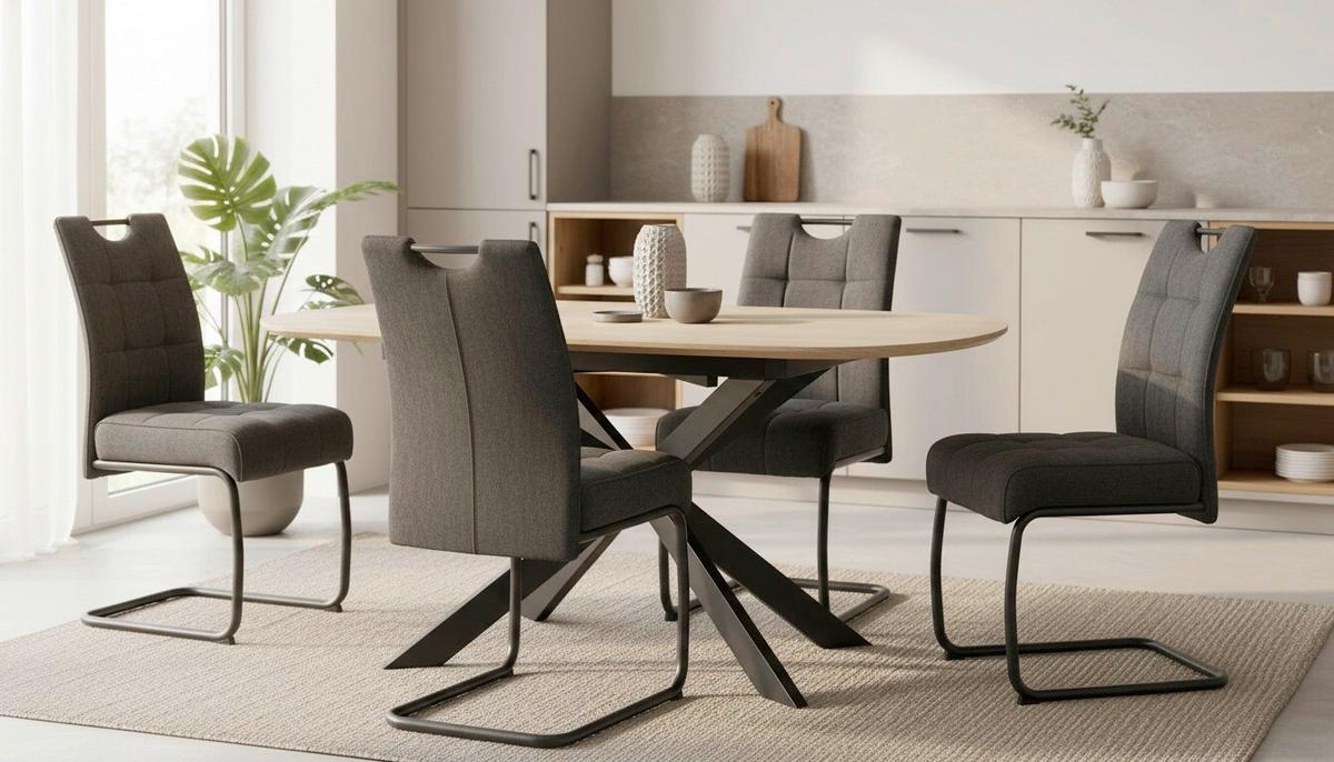 Esstisch Senna Schwarz/Beige L: 120-180 cm - Beige/Schwarz, MODERN, Stein/Metall (120-180/90/75.5-79cm) - P & B