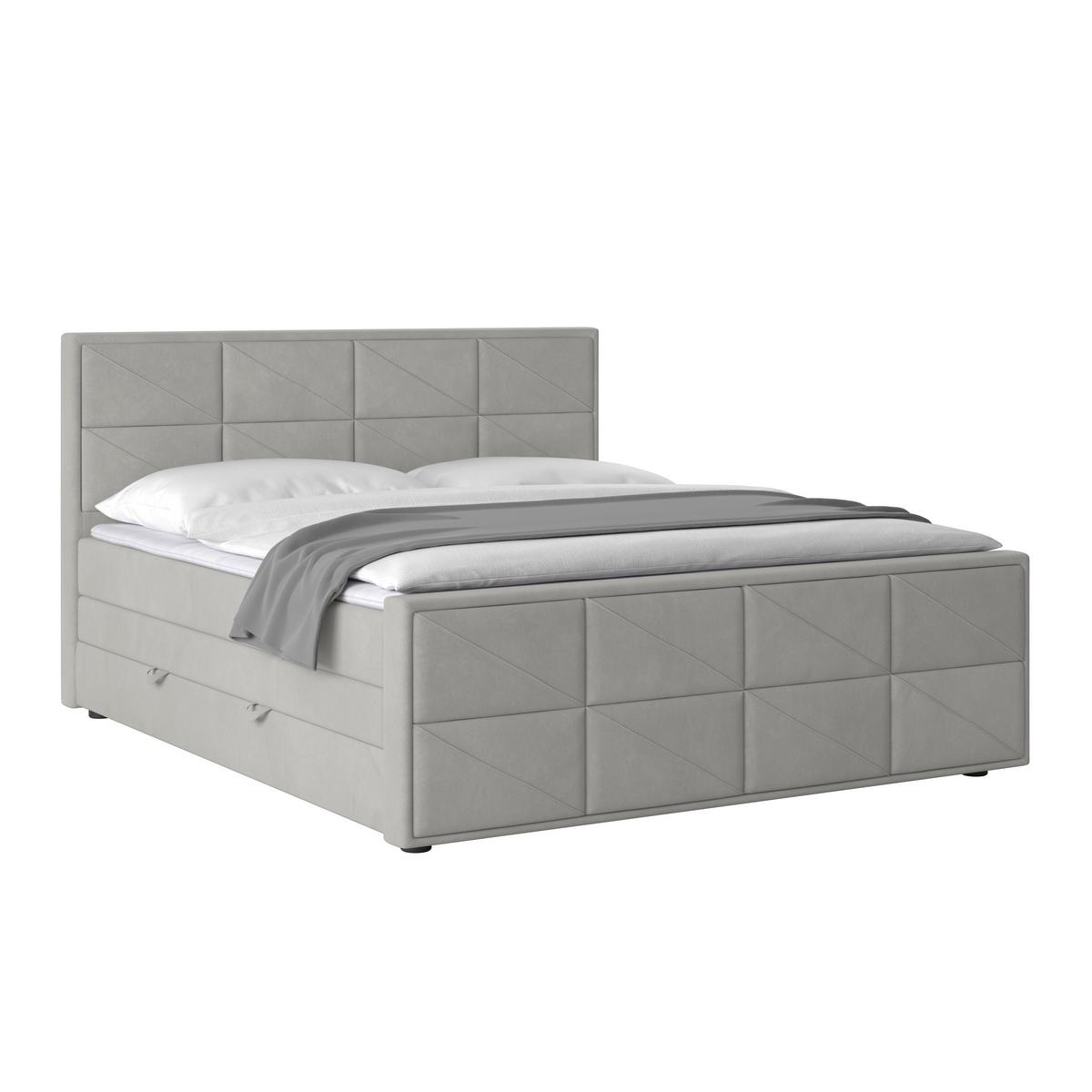 Boxspringbett mit Bettkasten Helsinki 180x200 cm Hellgrau - Hellgrau/Schwarz, MODERN, Karton/Holzwerkstoff (180/200cm) - MID.YOU