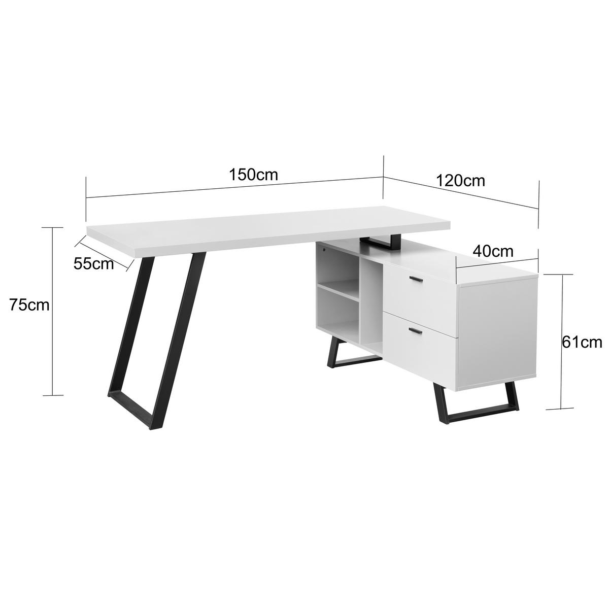 Eckschreibtisch Corinna Schwarz/Kaschmir L: 150 cm - Kaschmir/Schwarz, MODERN, Holzwerkstoff/Metall (150/120/75cm) - MID.YOU