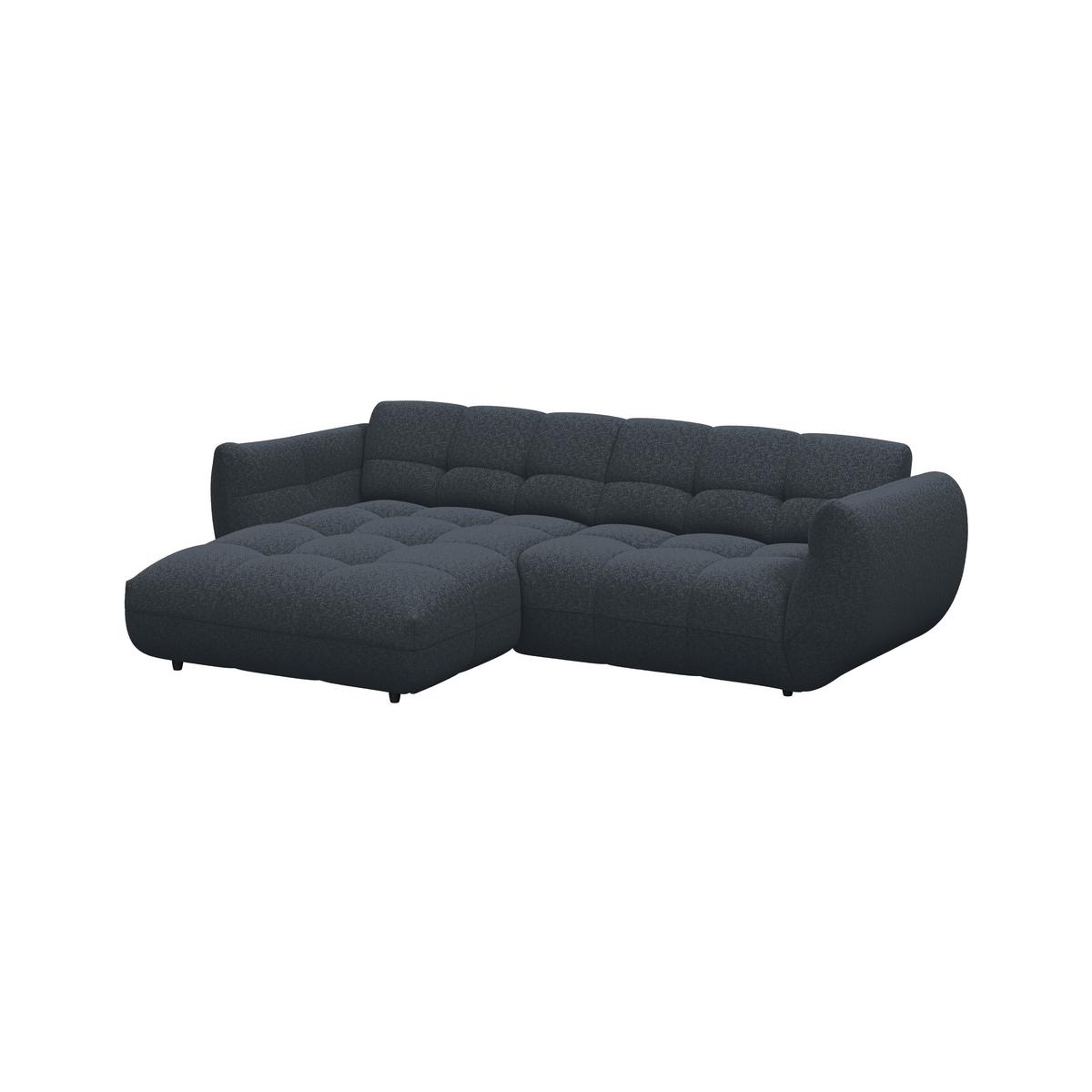 Ecksofa Panda Chenille dunkelblau, 178x280cm - Dunkelgrün/Schwarz, Trend, Textil (178/280cm)