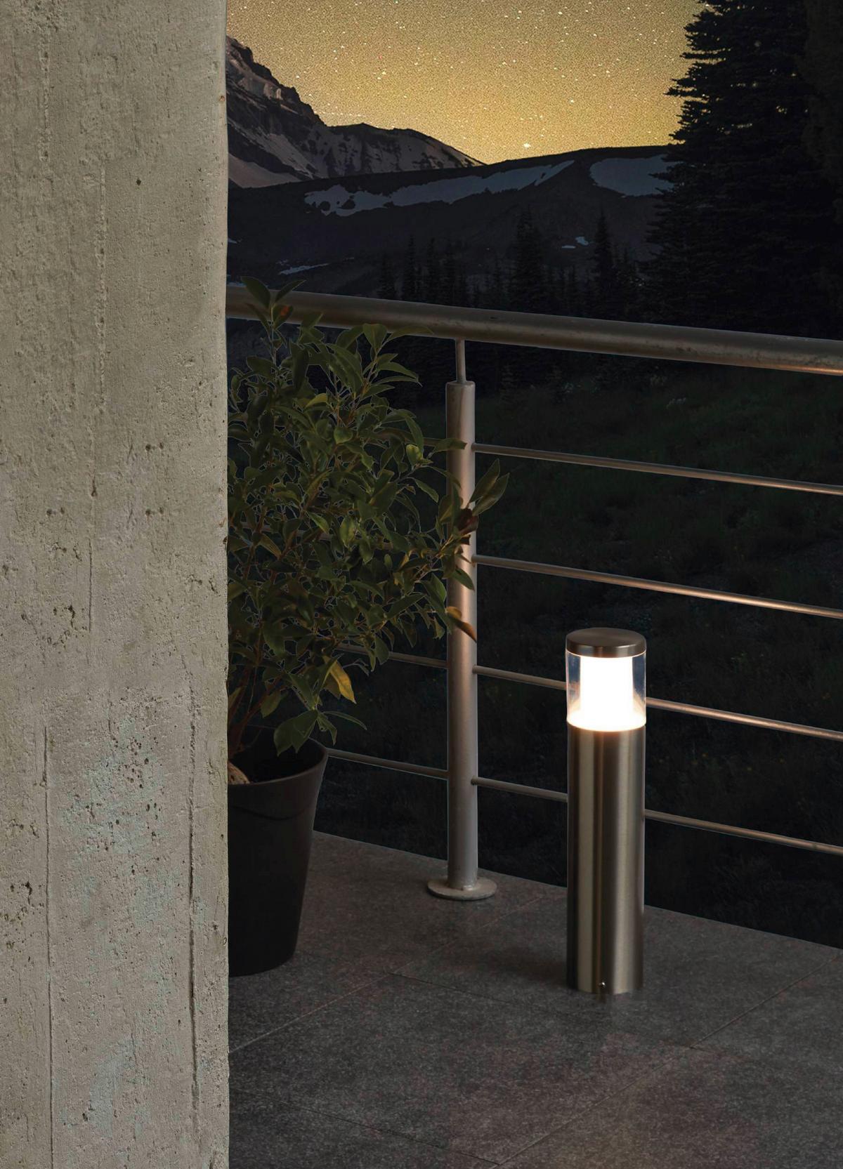 Sockelleuchte Basalgo 3,7 Watt Edelstahl/kunststoff - Klar/Edelstahlfarben, Design, Kunststoff/Metall (10,5/45cm) - Eglo