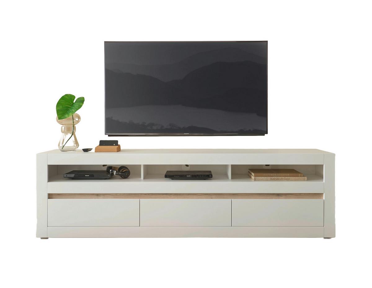 Lowboard Chester Weiß/Eichefarben B: 217cm - Eichefarben/Silberfarben, Design, Holzwerkstoff (217/63/42cm) - MID.YOU