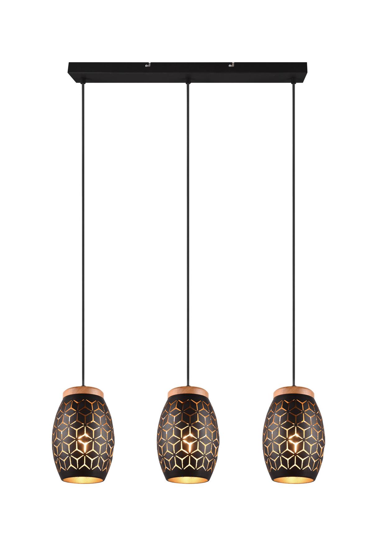 Pendelleuchte R31573080 Bidar - Goldfarben/Schwarz, Basics, Holz/Metall (71/15/150cm)