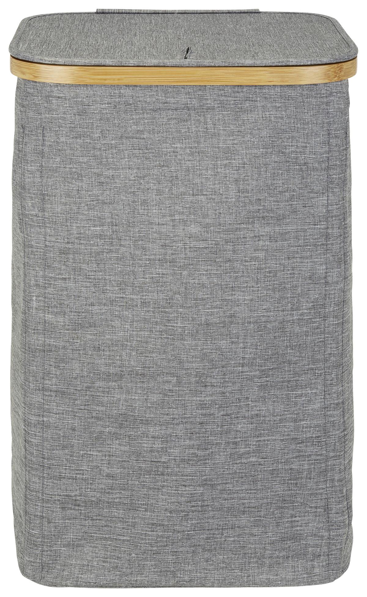 Wäschetonne mit Deckel Nantje Grau, 33x54x33 cm - Braun/Grau, MODERN, Holz/Textil (33/54/33cm) - Luca Bessoni