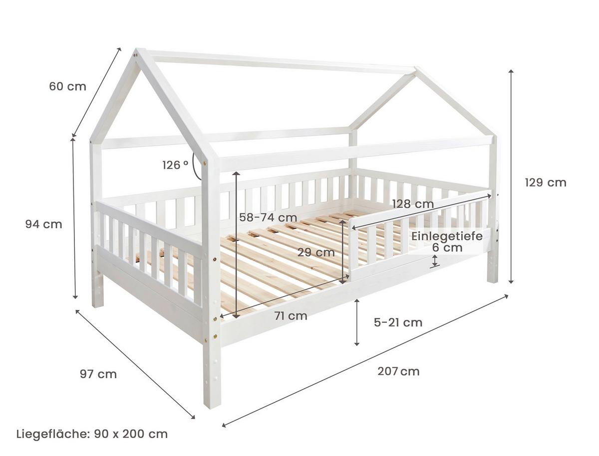 Hausbett Kim Altrosa/Weiß 90x200cm - Altrosa/Weiß, MODERN, Holz/Textil (90/200cm) - Livetastic