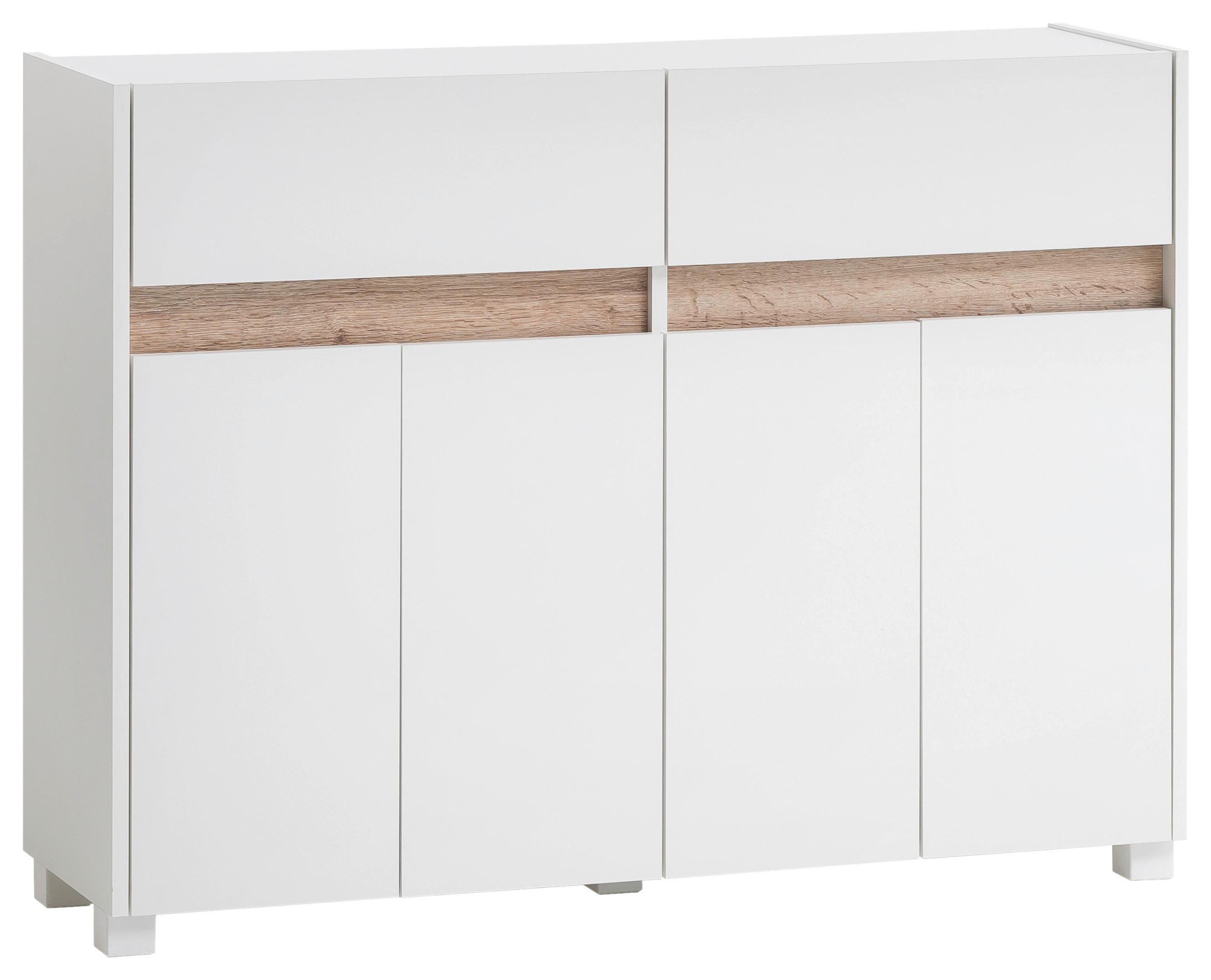 Kommode 112,2 cm Cosmo, Weiß - Silberfarben/Weiß, Design, Holzwerkstoff (112,2/84,8/33cm) - MID.YOU