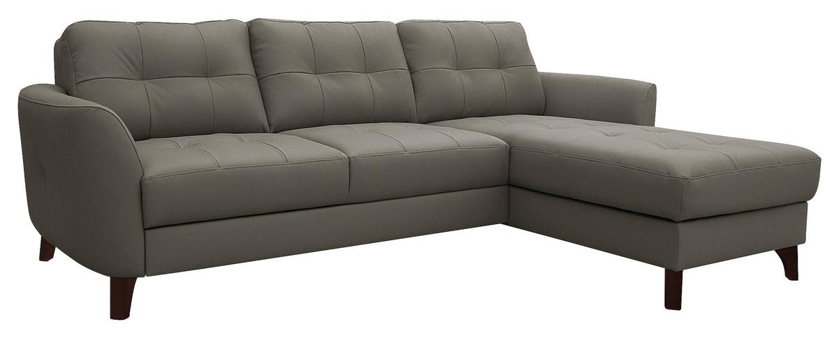 Ecksofa Nordic Schlammfarben S: 238x168 cm - Schlammfarben/Buchefarben, Design, Leder/Textil (238/168cm) - Livetastic