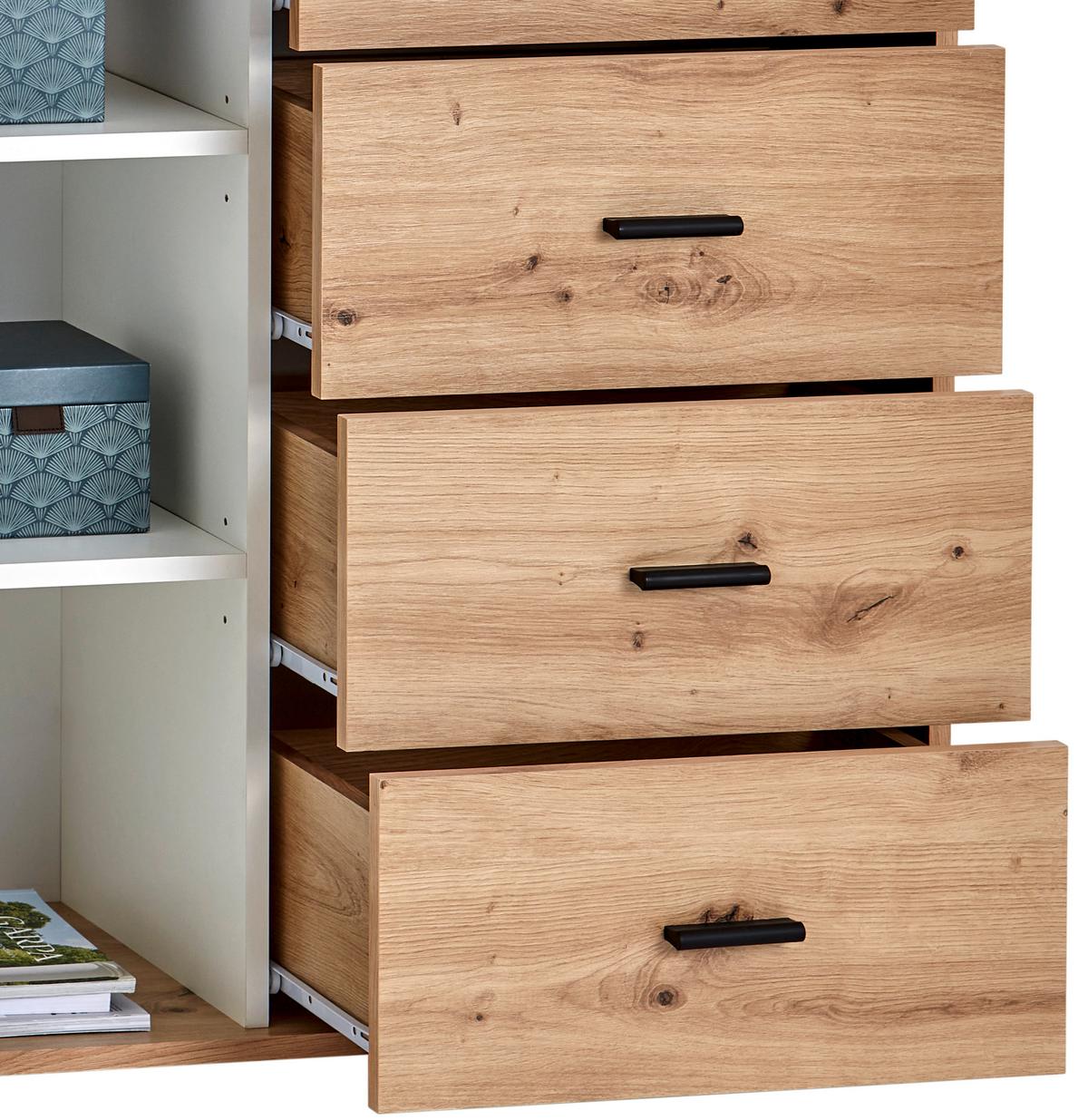 Kommode B: 96 Cm Tim, Artisan Eiche Dekor/weiß - Eichefarben, MODERN, Holzwerkstoff (96/90,2/38cm)