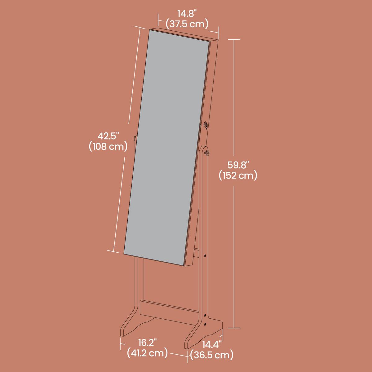 Schmuckschrank Weiß B: 41,2 Cm - Weiß, Basics, Glas/Holzwerkstoff (41,2/152/36,5cm)