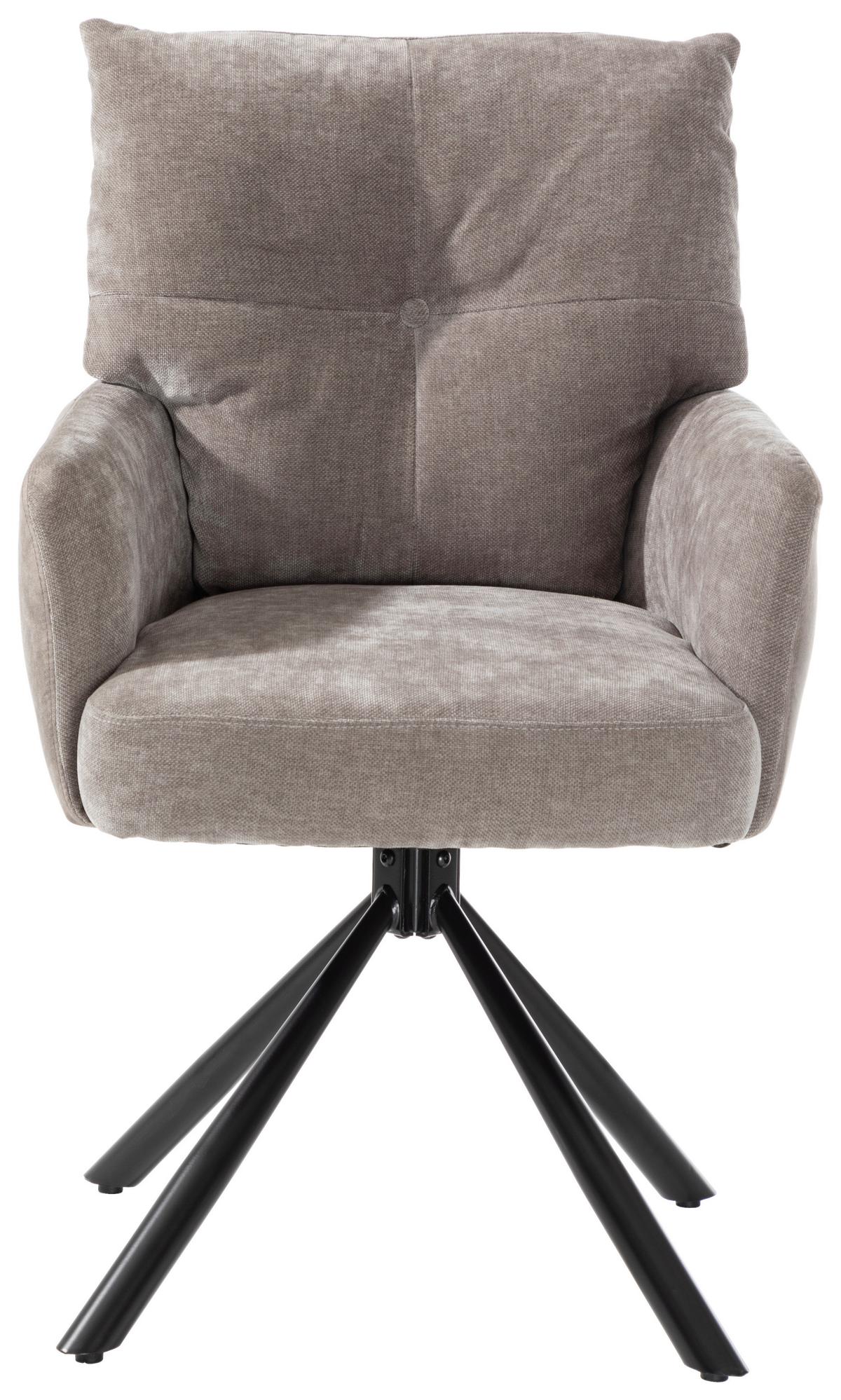 Otoční židle s područkami SOPHIE - šedá/černá, Moderní, kov/textil (60/93/67cm) - Premium Living