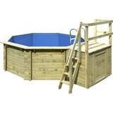 Holzpool Set Summer S Ø 400 X H 124 cm mit Sonnendeck - Naturfarben, KONVENTIONELL, Holz (400/124/400cm) - Karibu