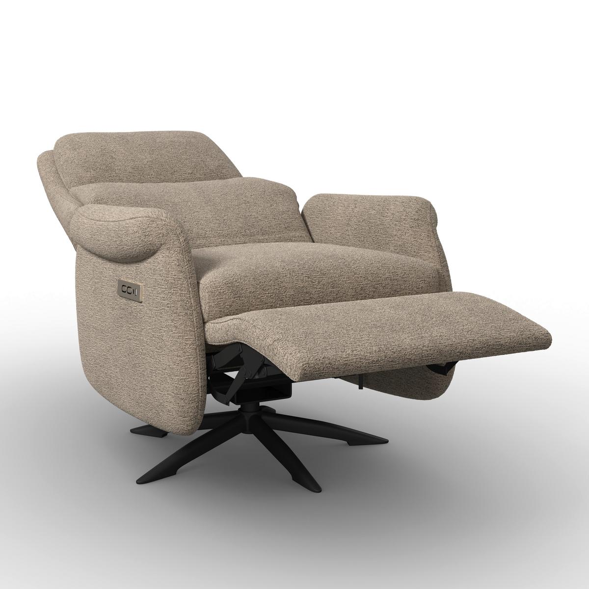 Relaxační křeslo ALICE, hnědé buklé, max. 140 kg - černá/hnědá, Moderní, kov/dřevo (76/110/94cm) - Bessagi Home