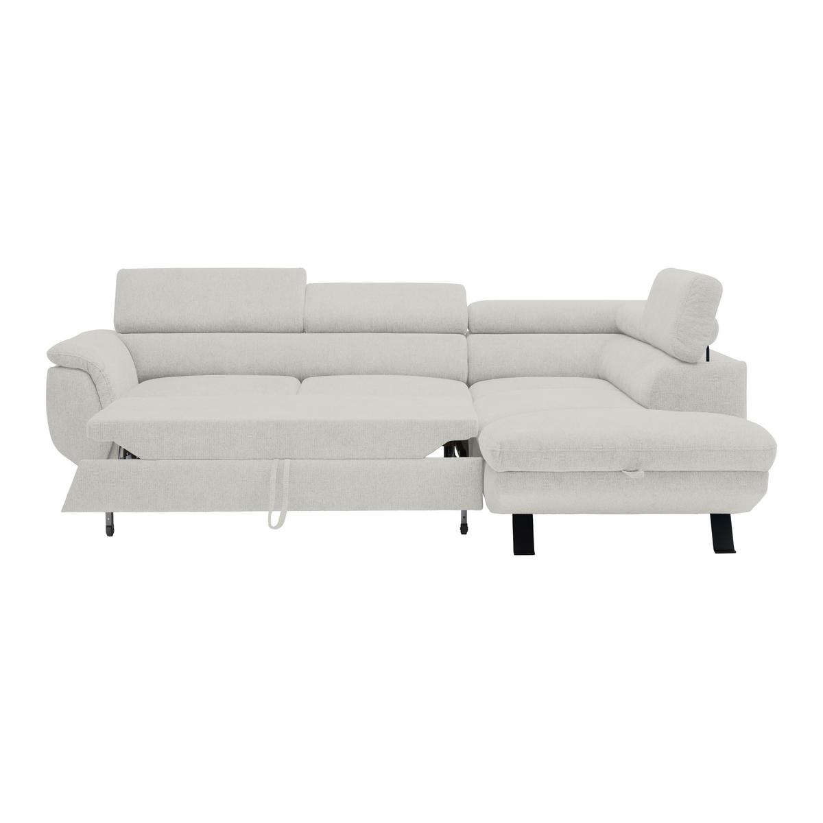 Rohová sedačka RAVEN, pravá, sivobiela - čierna/sivobiela, Modern, kov/textil (257/76-92/96cm) - Mömax