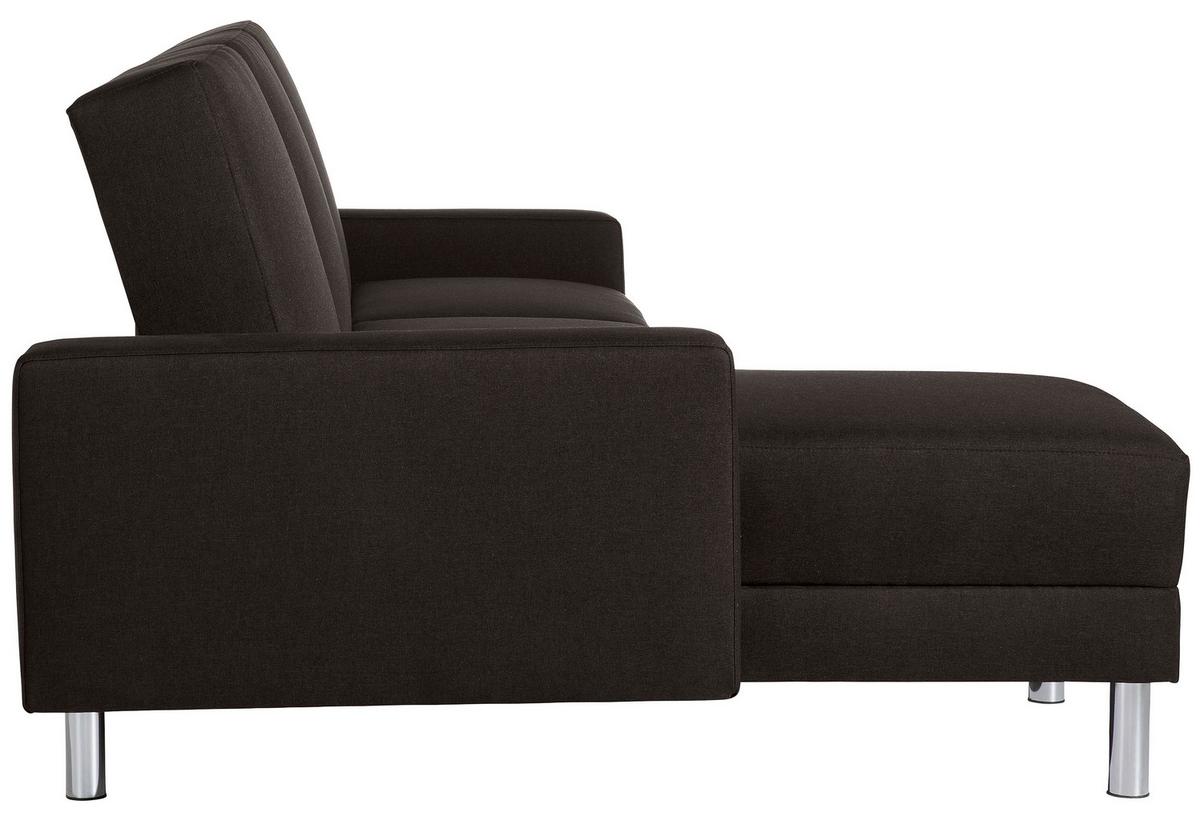 Ecksofa mit Schlaffunktion Just Fashion Dunkelbraun - Chromfarben/Dunkelbraun, KONVENTIONELL, Textil (152/230cm) - Max Winzer