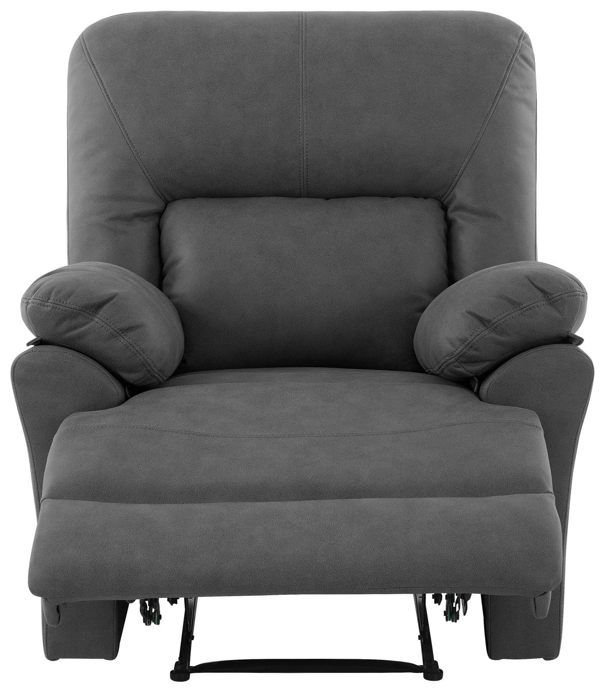 Relaxačné kreslo CLARA, sivá, s relaxačnou funkciou - čierna/sivá, Konventionell, kov/textil (89/99.5/94cm) - Livetastic