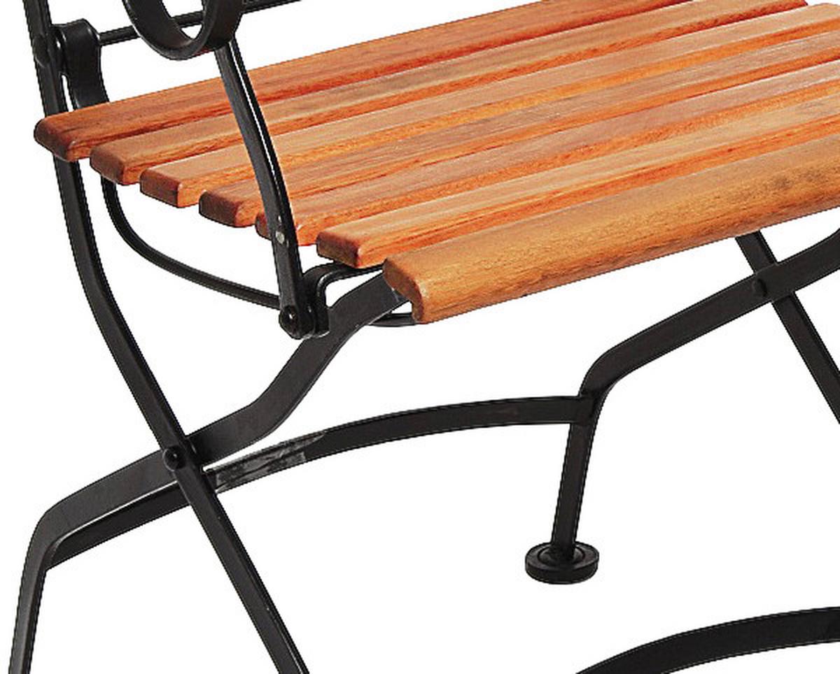 Gartensessel Klappbar Schlossgarten Echtholz/Metall - Schwarz/Naturfarben, ROMANTIK / LANDHAUS, Holz/Metall (60/57/85cm) - Gardenson