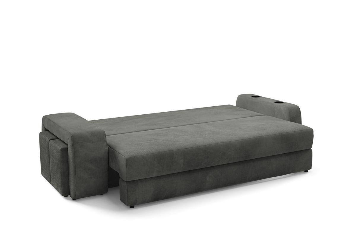 Schlafsofa Ines Grau B: 258cm - Schwarz/Grau, Design, Textil (258/98/95cm) - Livetastic