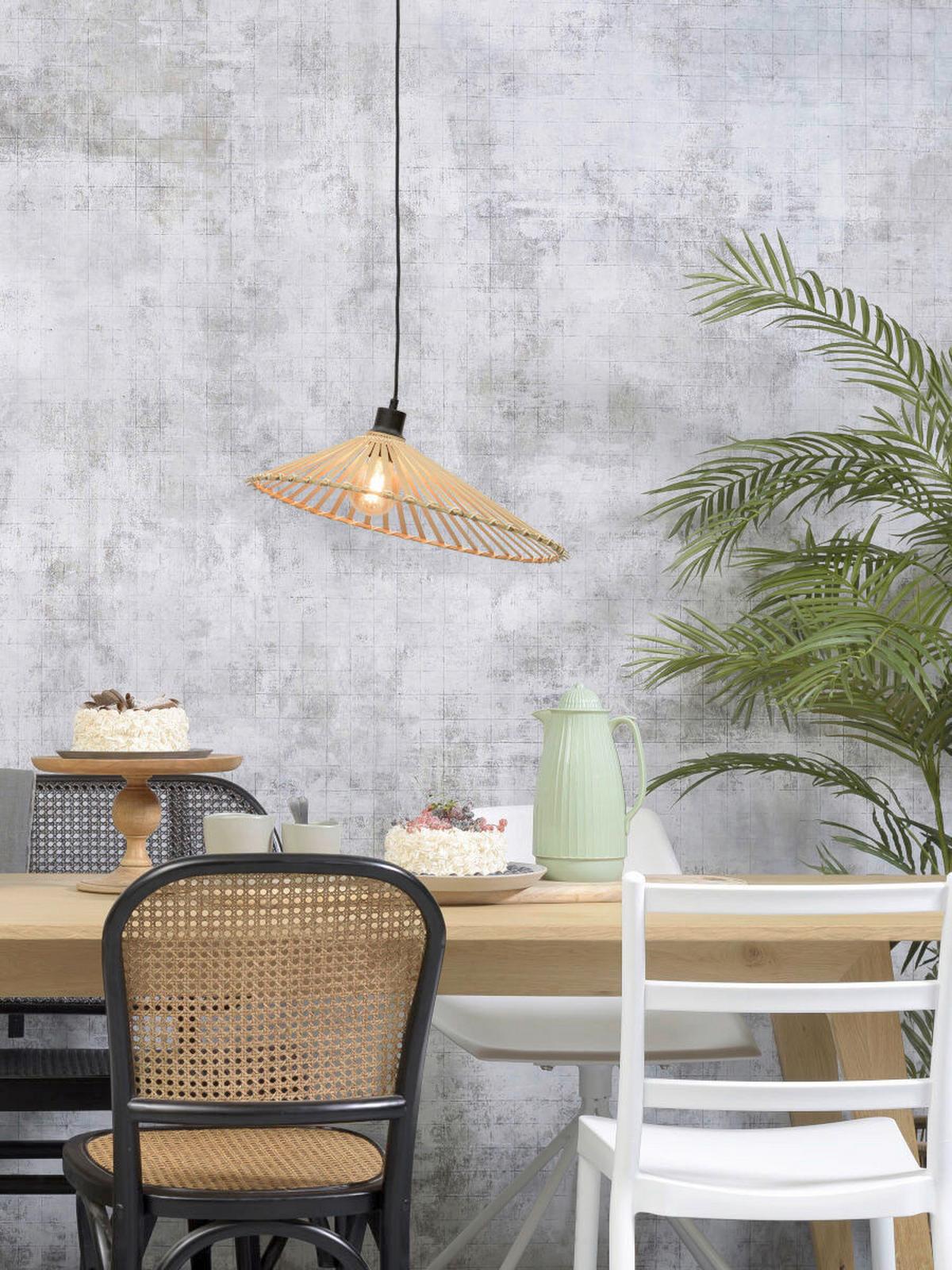 Hängeleuchte Bromo/H50/N - Naturfarben, Trend, Holz (50/12cm) - Good & Mojo