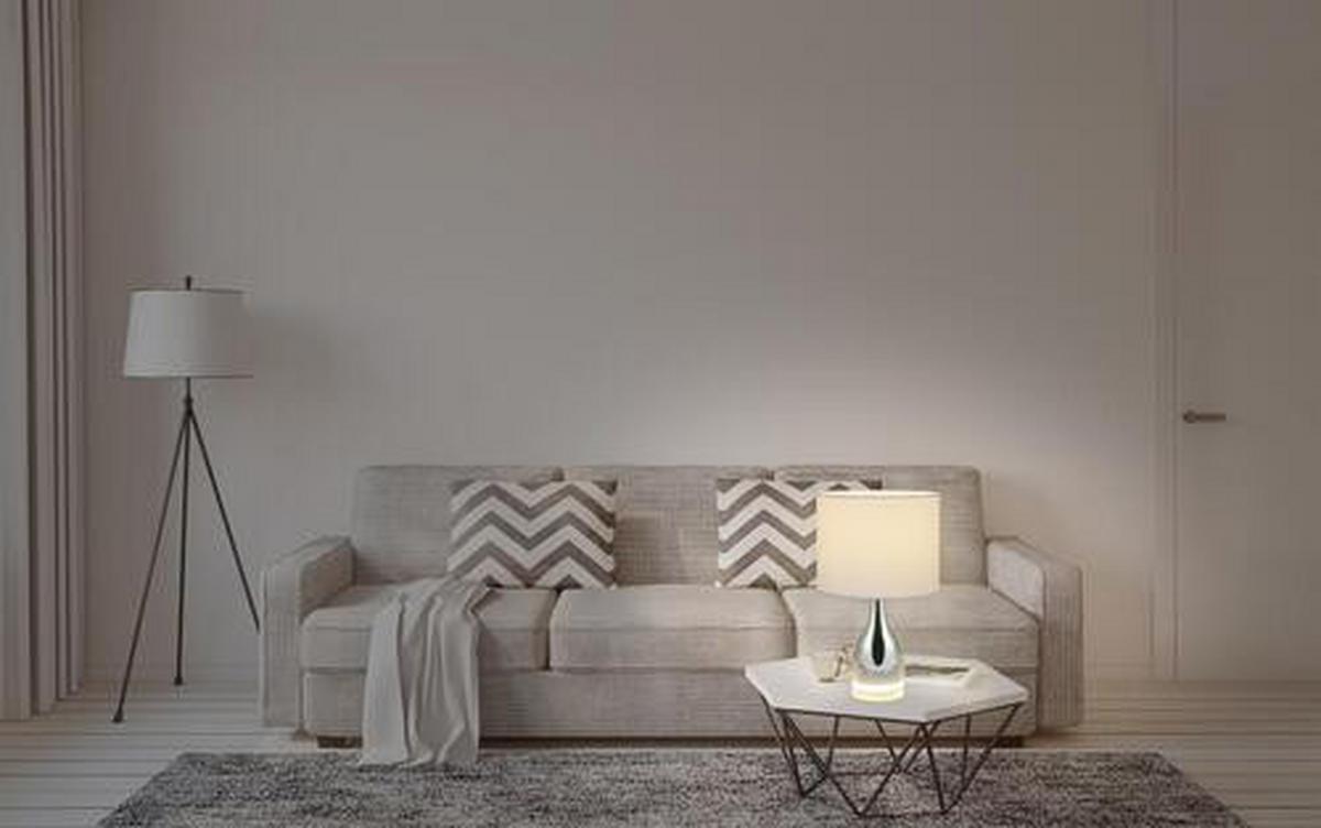 Led-tischlampe Weiß/ Chromfarben Textilschirm - Chromfarben/Weiß, KONVENTIONELL, Kunststoff/Textil (25/43,5cm) - Näve