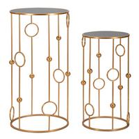 Couchtisch Cage Set 2pcs Goldfarben B: 50 Cm - Goldfarben, Basics, Glas/Holzwerkstoff (50/100/50cm)