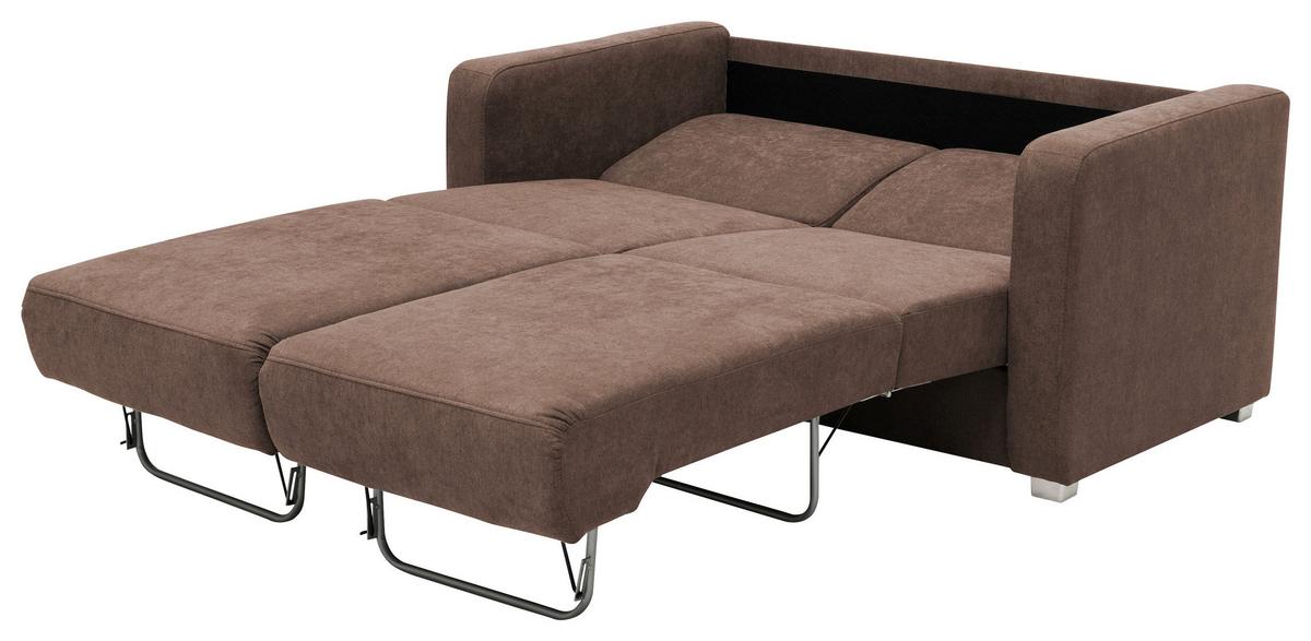 SCHLAFSOFA Mia Braun B: 159 cm - Chromfarben/Braun, Design, Textil (159/88/87cm) - Livetastic