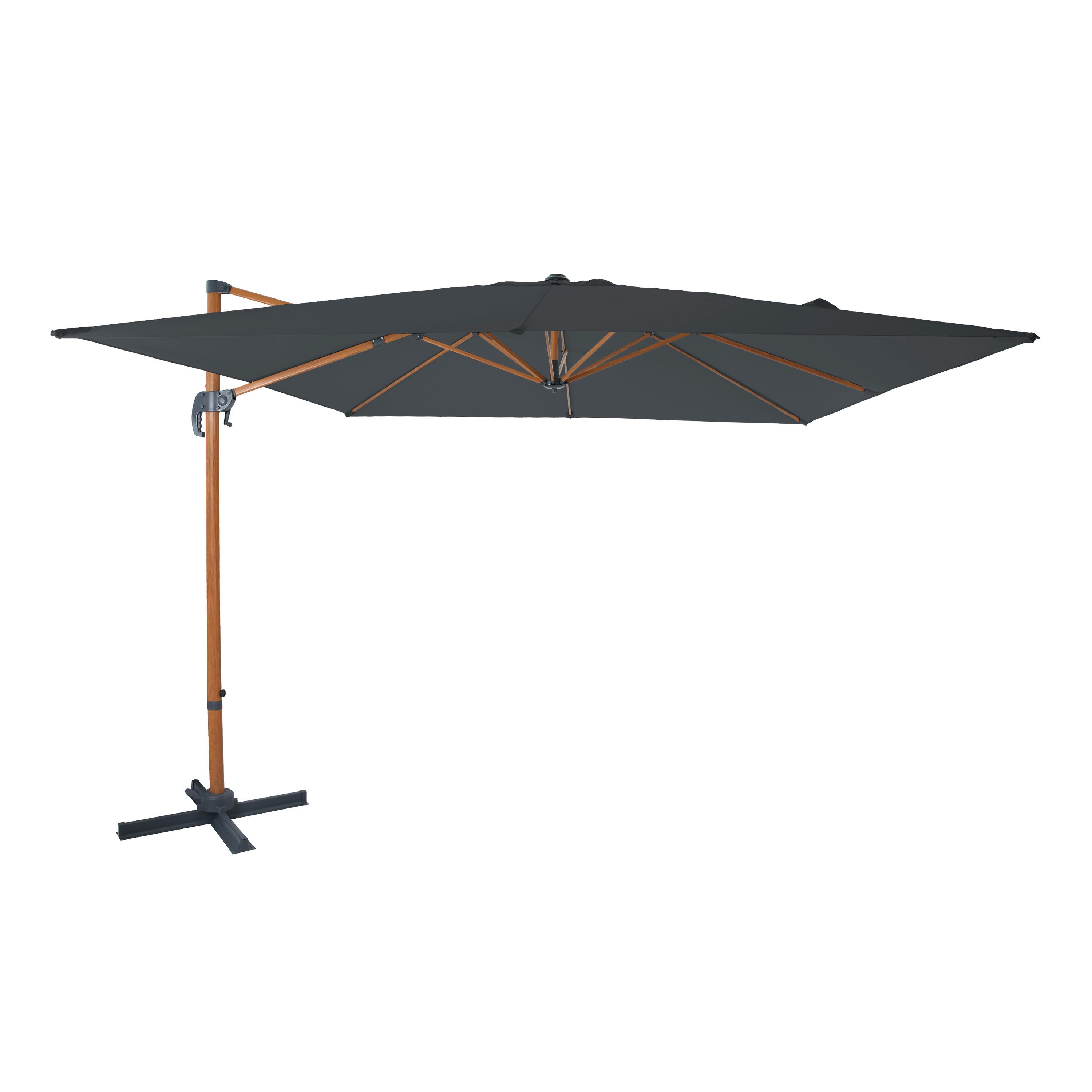 Ampelschirm Grau/Natur DM: 300 H:250 - Eichefarben/Grau, MODERN, Textil/Metall (300/300/250cm)