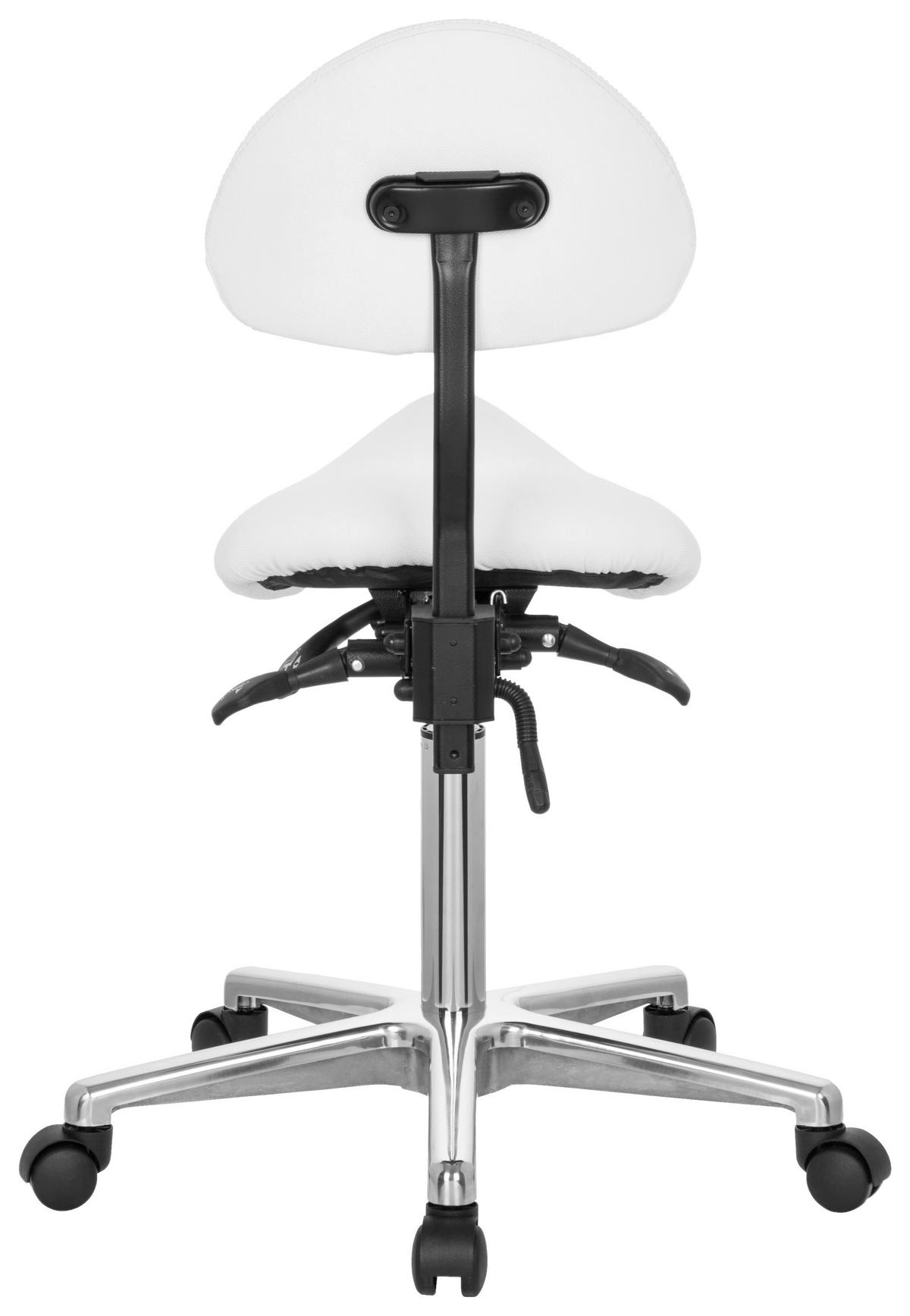 Bürohocker Top Work 20 Lederlook Weiß Bis 110kg - Alufarben/Weiß, MODERN, Kunststoff/Textil (36/105/40cm) - MID.YOU