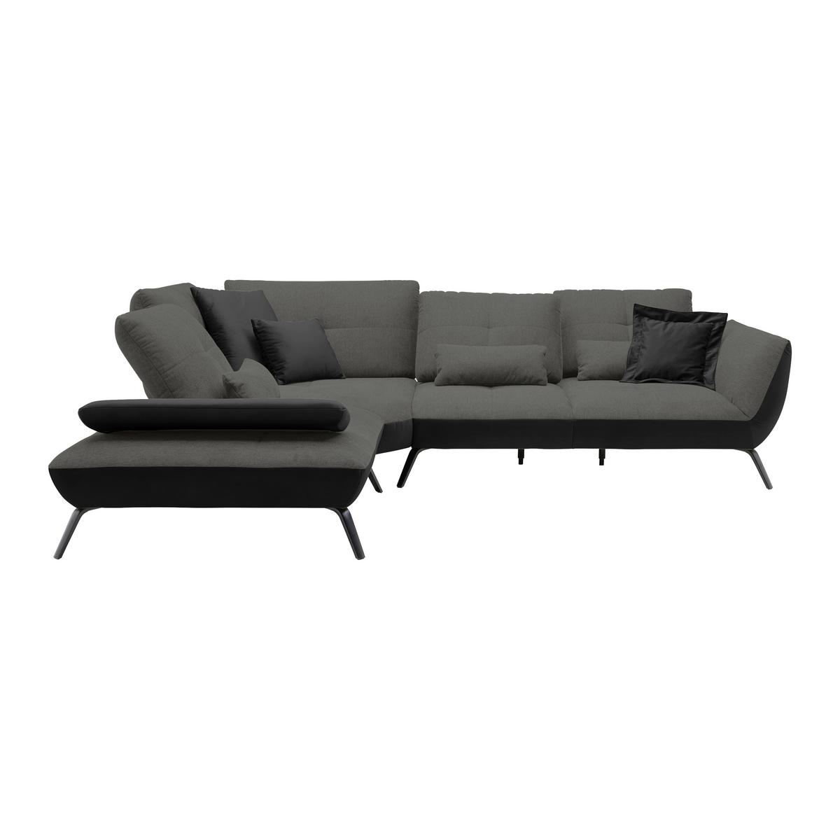 Rohová sedačka TRENDY, levá, černá / antracitová - černá/antracitová, Moderní, kov/kompozitní dřevo (250/93/310cm) - Premium Living