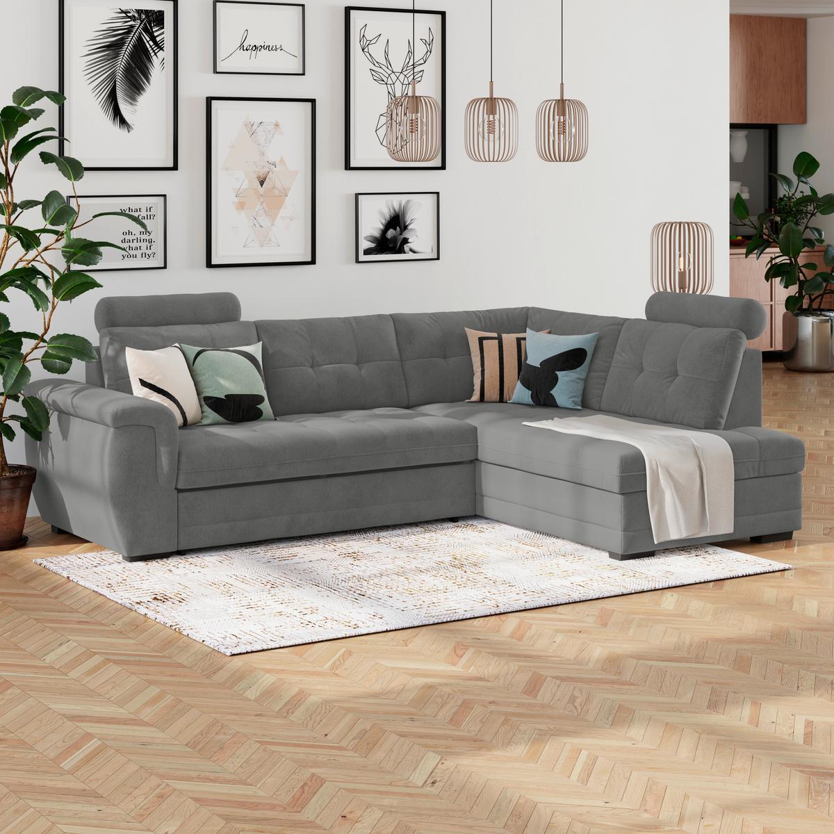Ecksofa mit Schlaffunktion Falco new Braun 183x251 cm - Schwarz/Braun, KONVENTIONELL, Textil (183/251cm) - Ondega