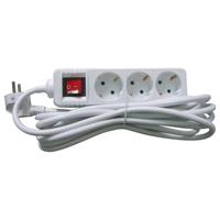 Steckdosen 3-Fach 5 m Weiß Kontrollschalter - Weiß, KONVENTIONELL, Kunststoff (500cm) - Ondega