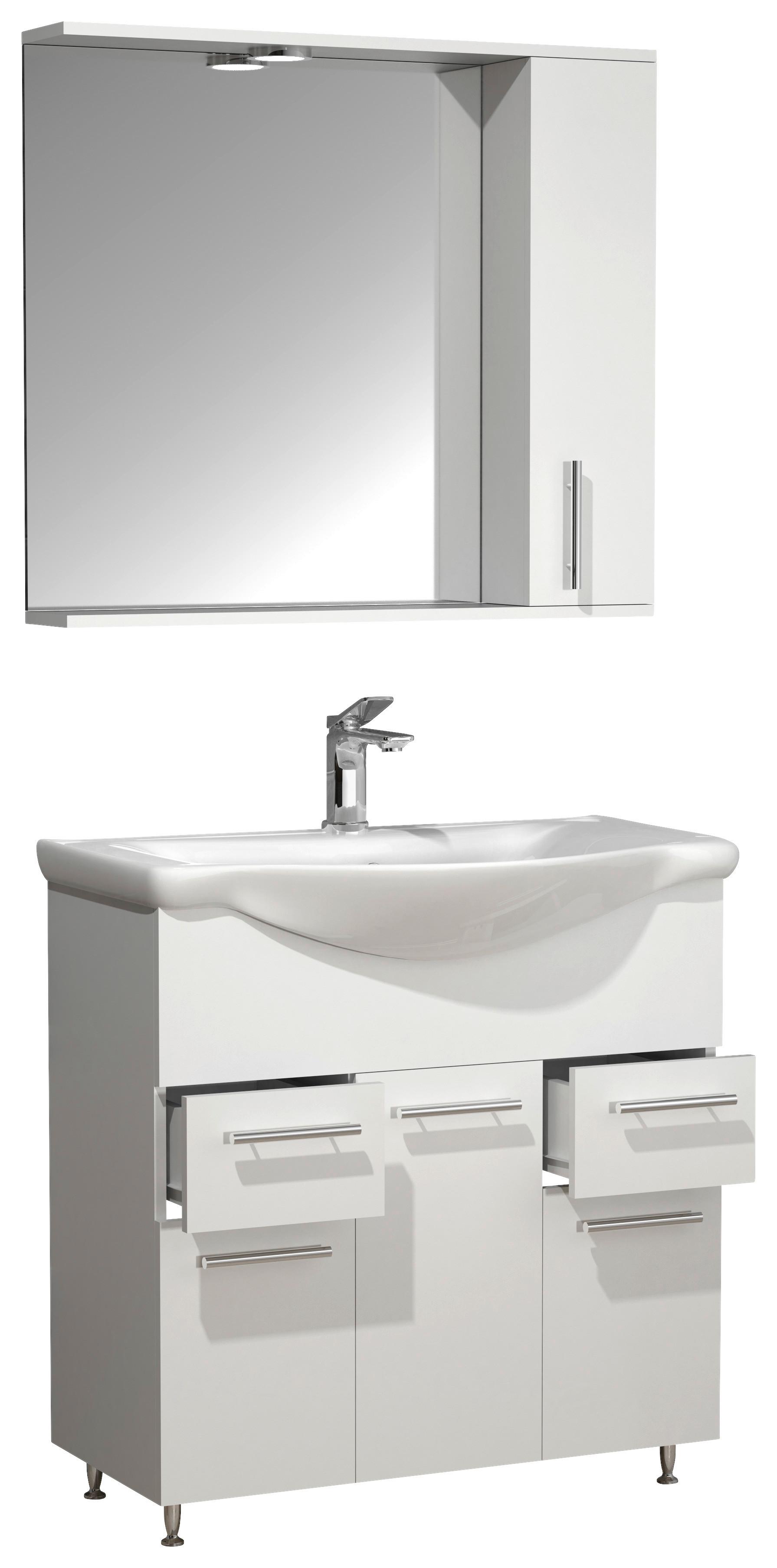 Badezimmer Lisalo Xl - Silberfarben/Weiß, MODERN, Glas/Keramik (75cm) - MID.YOU