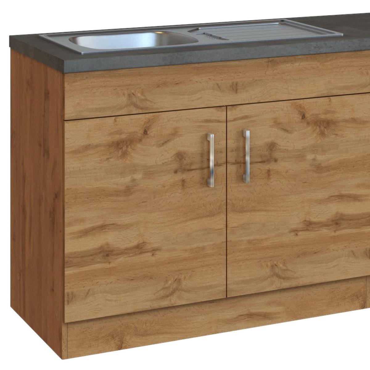 Küchenzeile Sorrento ohne Geräte B: 210 cm Eichefarben - Schieferfarben/Eiche Wotan, MODERN, Holzwerkstoff (210cm) - Held