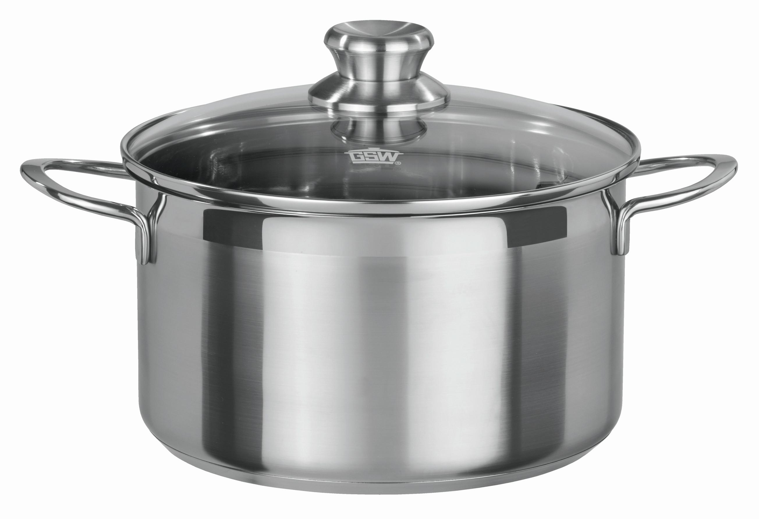 Kochtopfset Edelstahlfarben - Klar/Edelstahlfarben, Basics, Glas/Metall - GSW